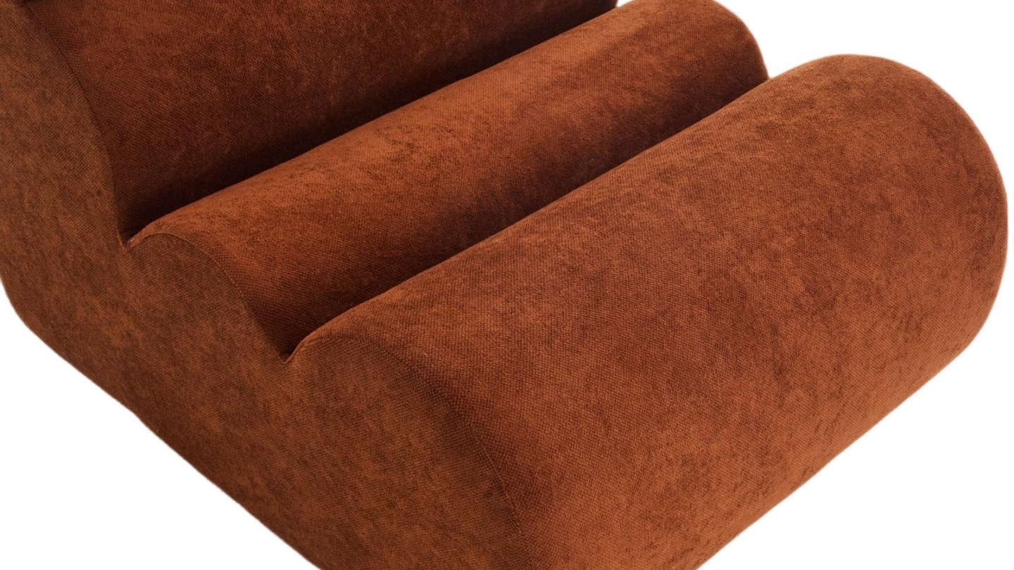 Lot de 3 chauffeuses modulables en tissu chenille rouille - Billie Lot de 3 chauffeuses modulables en tissu chenille rouille - Billie