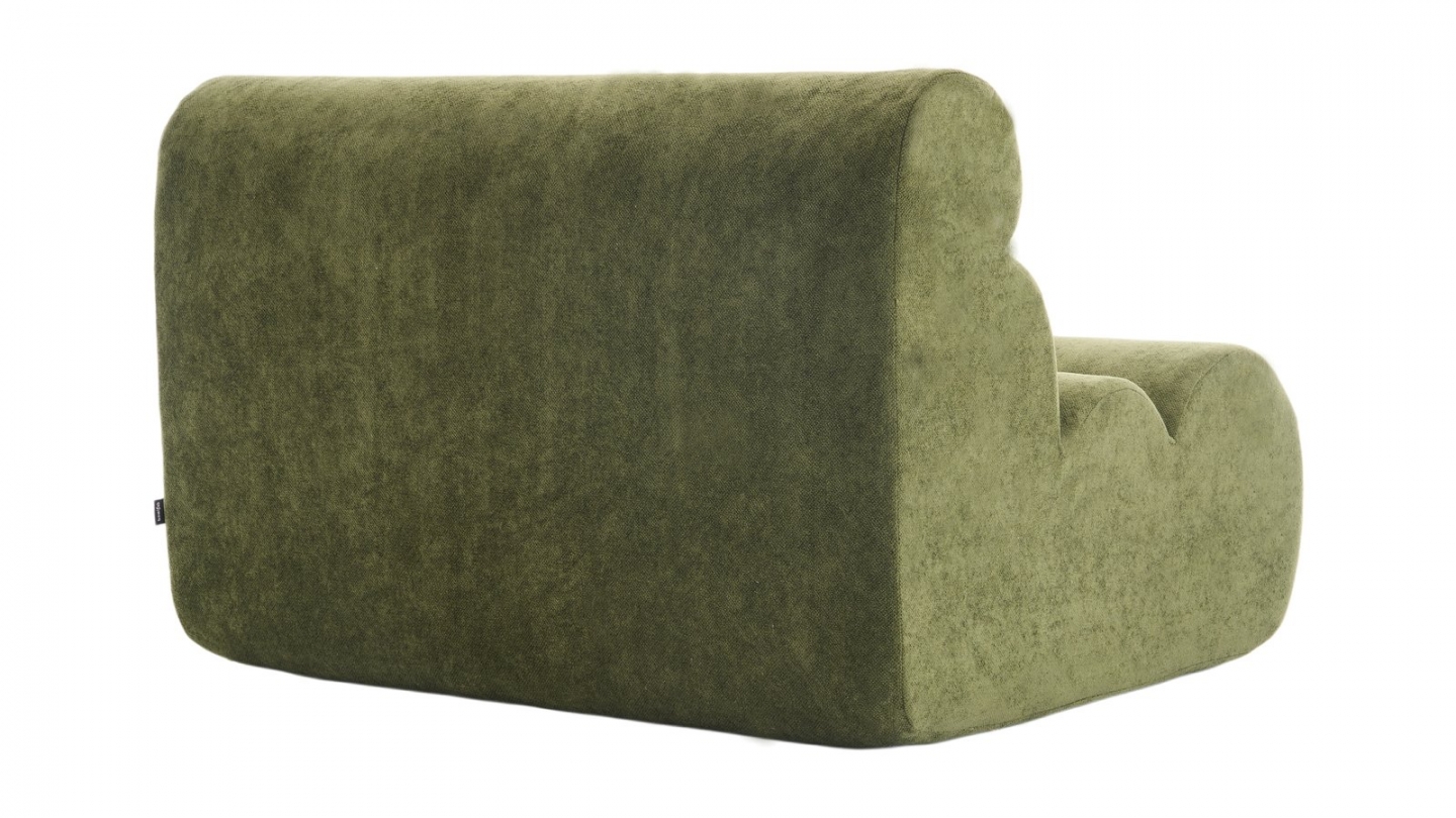Ensemble chauffeuses + banquette modulables 4 places en tissu chenille vert kaki - Billie Ensemble chauffeuses + banquette modulables 4 places en tissu chenille vert kaki - Billie
