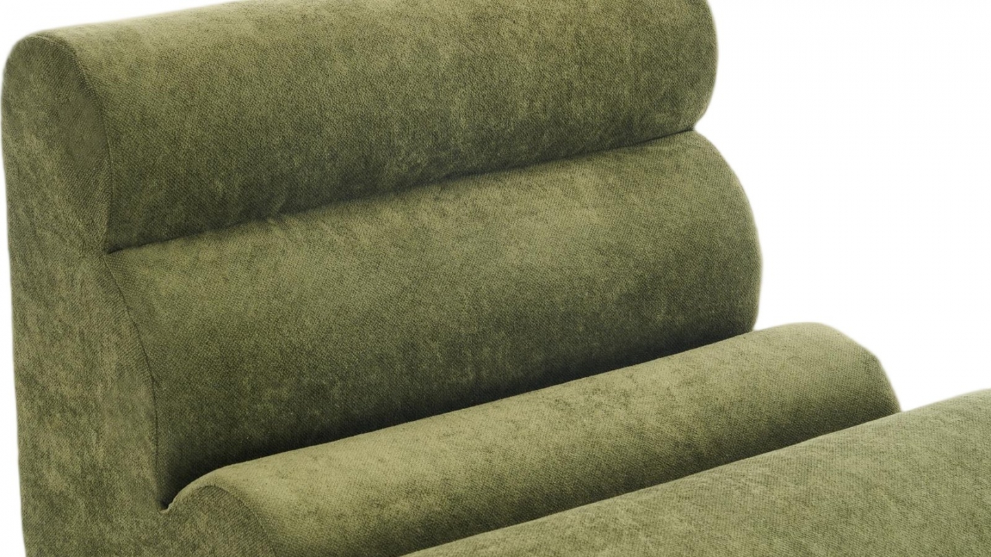 Ensemble chauffeuses + banquette modulables 4 places en tissu chenille vert kaki - Billie Ensemble chauffeuses + banquette modulables 4 places en tissu chenille vert kaki - Billie