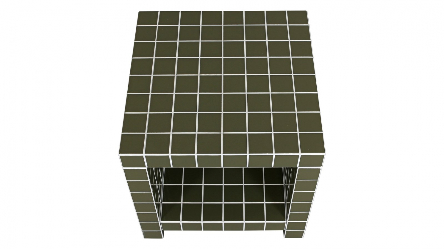 Bout de canapé cubique avec niche effet mosaïque vert olive 40 cm - Ibiza Bout de canapé cubique avec niche effet mosaïque vert olive 40 cm - Ibiza