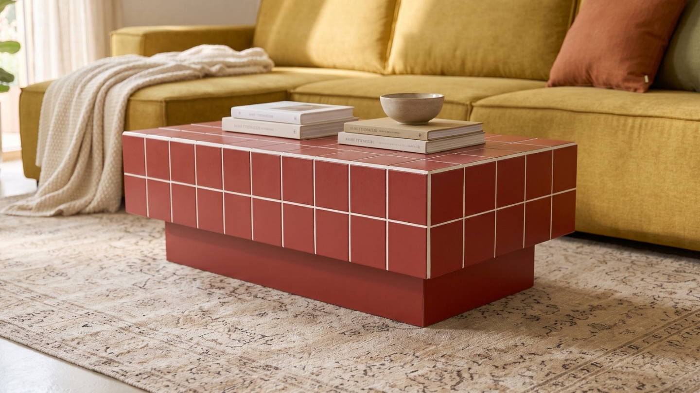 Table basse rectangulaire effet mosaïque bordeaux 100 cm - Ibiza Table basse rectangulaire effet mosaïque bordeaux 100 cm - Ibiza