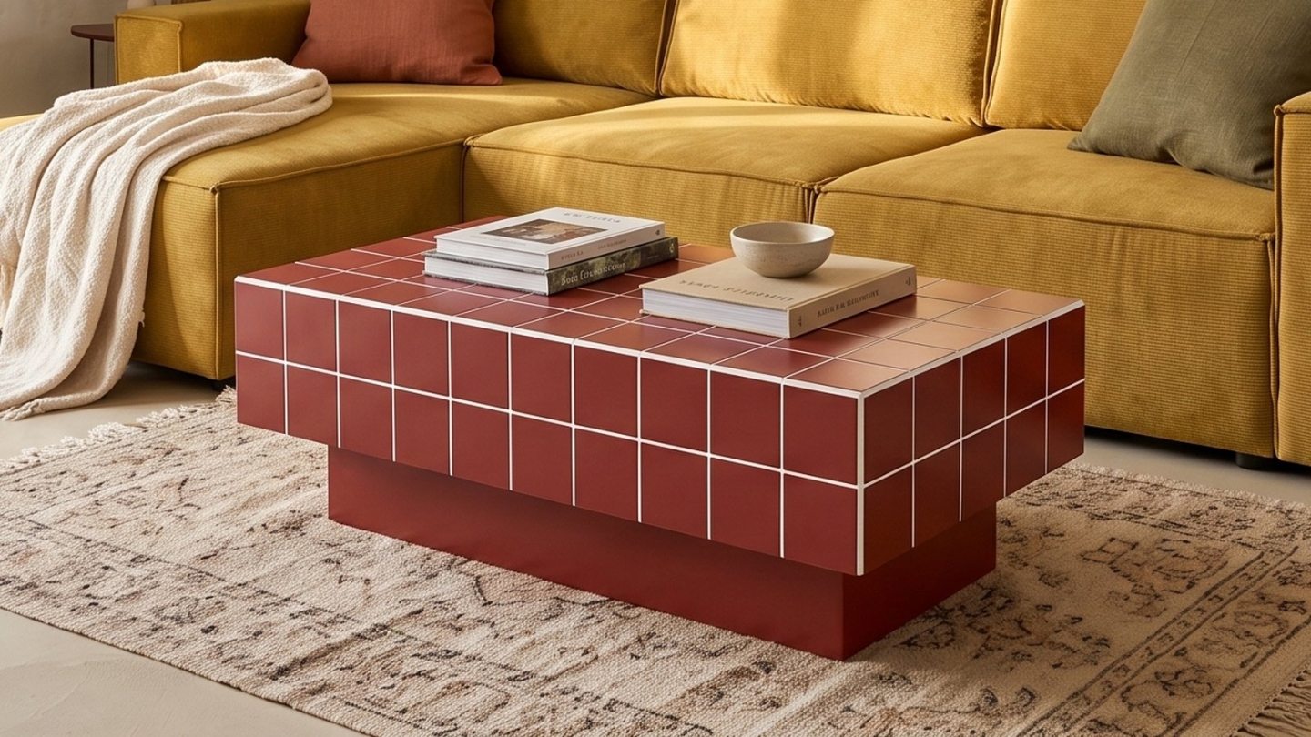 Table basse rectangulaire effet mosaïque bordeaux 100 cm - Ibiza Table basse rectangulaire effet mosaïque bordeaux 100 cm - Ibiza