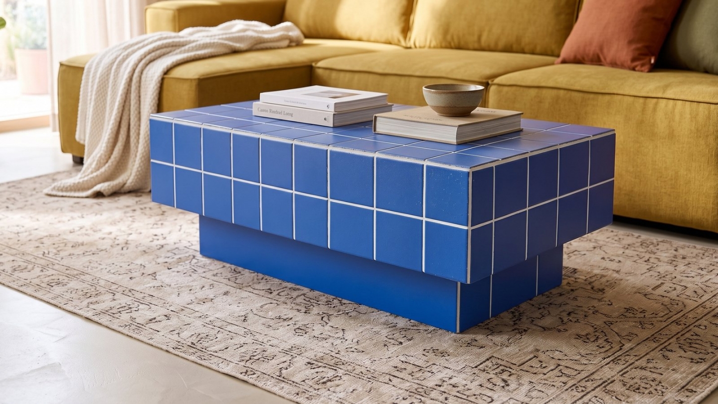 Table basse rectangulaire effet mosaïque bleu électrique 100 cm - Ibiza Table basse rectangulaire effet mosaïque bleu électrique 100 cm - Ibiza