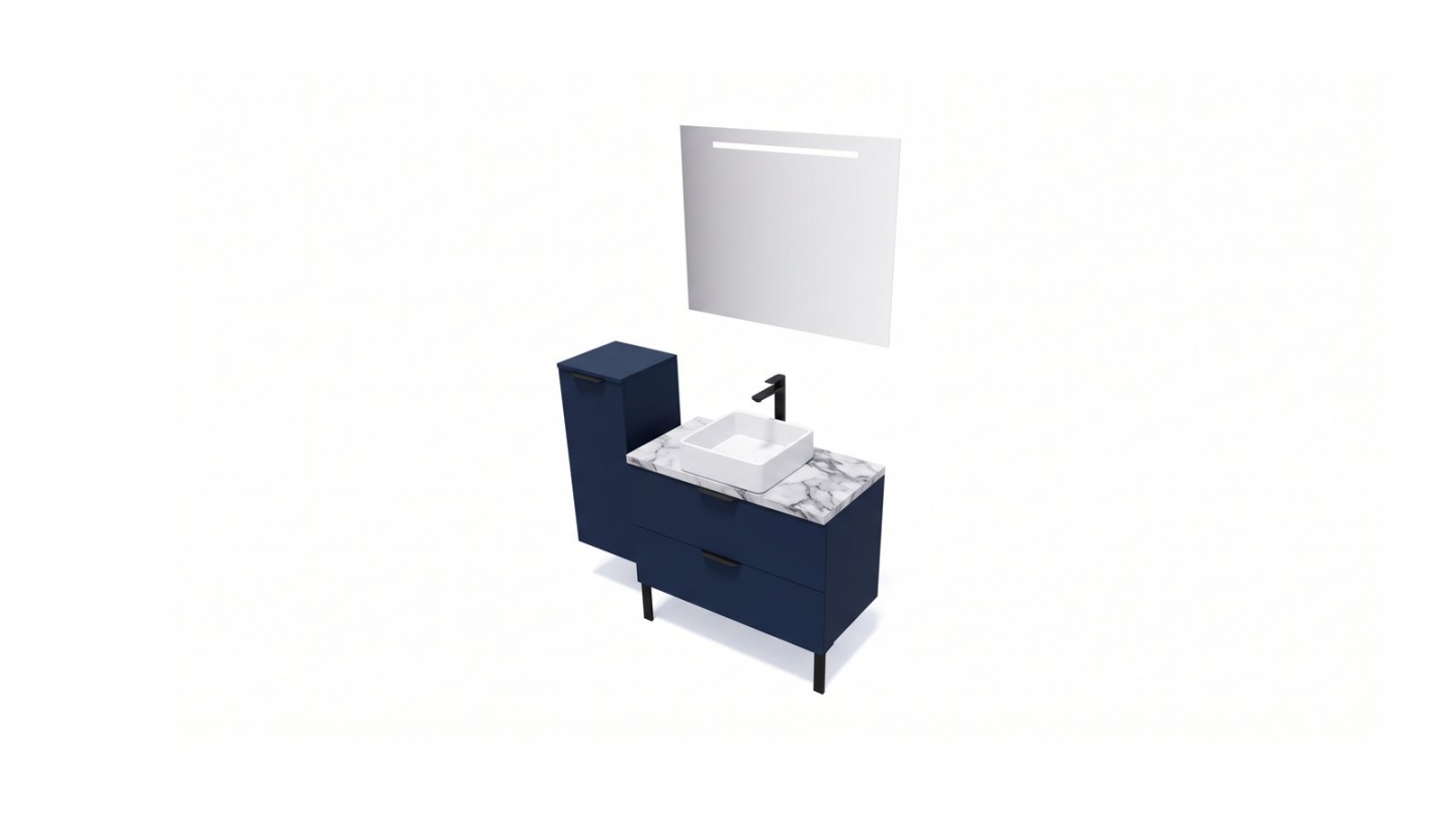 Meuble de salle de bain suspendu vasque à poser 90cm 2 tiroirs Marine - Venice Meuble de salle de bain suspendu vasque à poser 90cm 2 tiroirs Marine - Venice