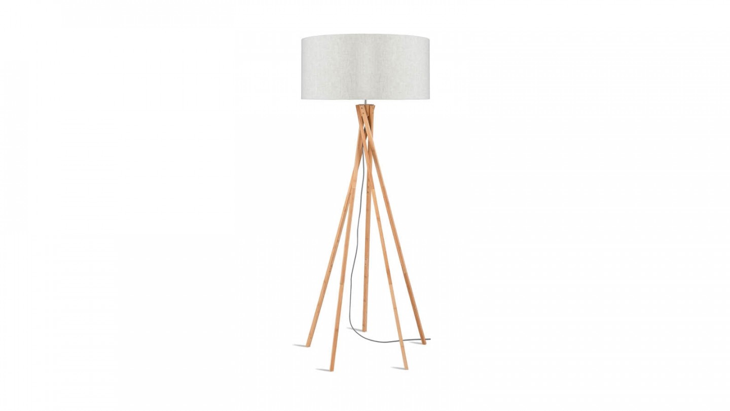 Lampadaire en bambou abat jour en lin clair - Collection Kilimanjaro - Good&Mojo