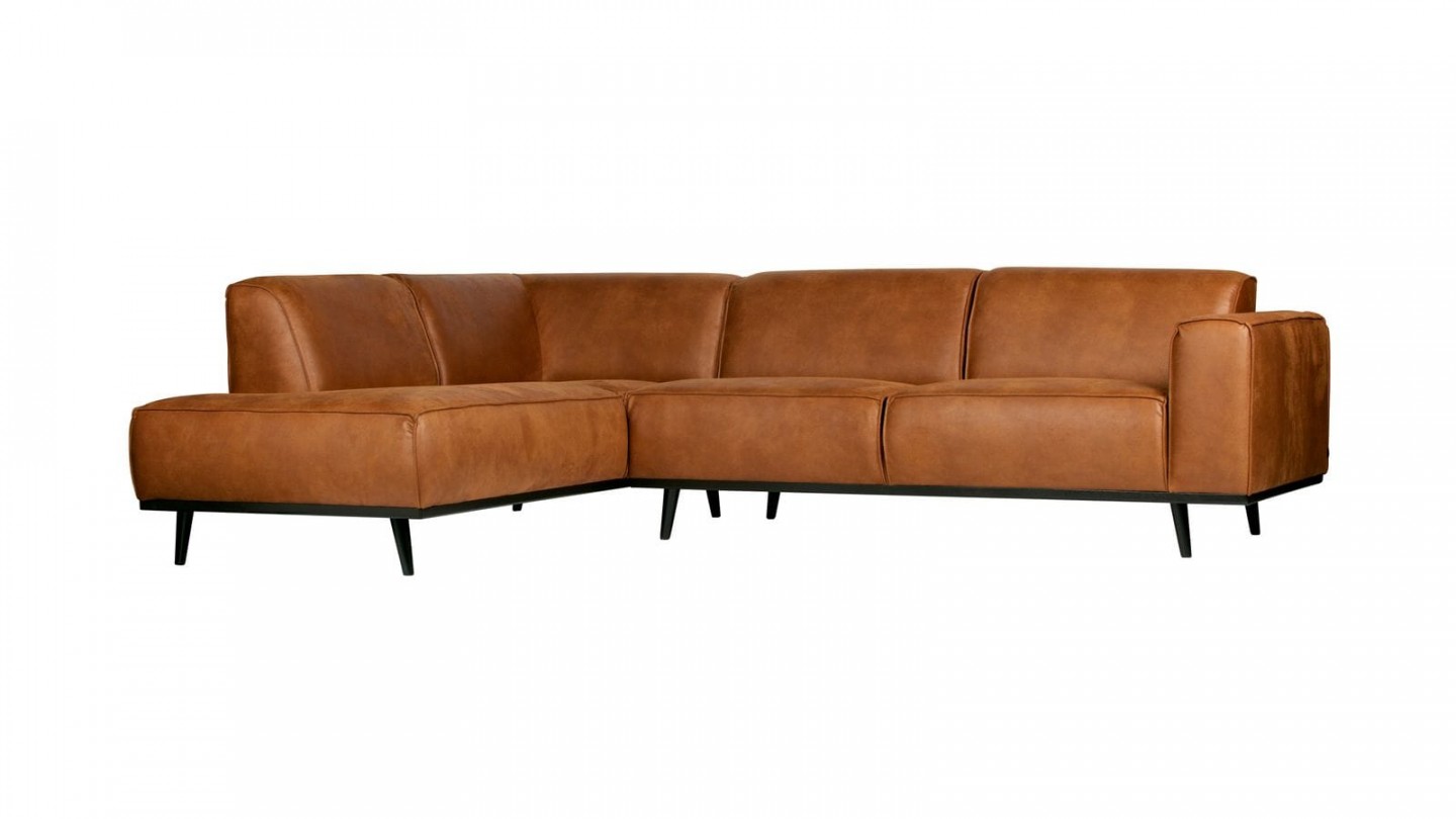 Canapé d'angle gauche en eco cuir cognac - Collection Statement - BePureHome