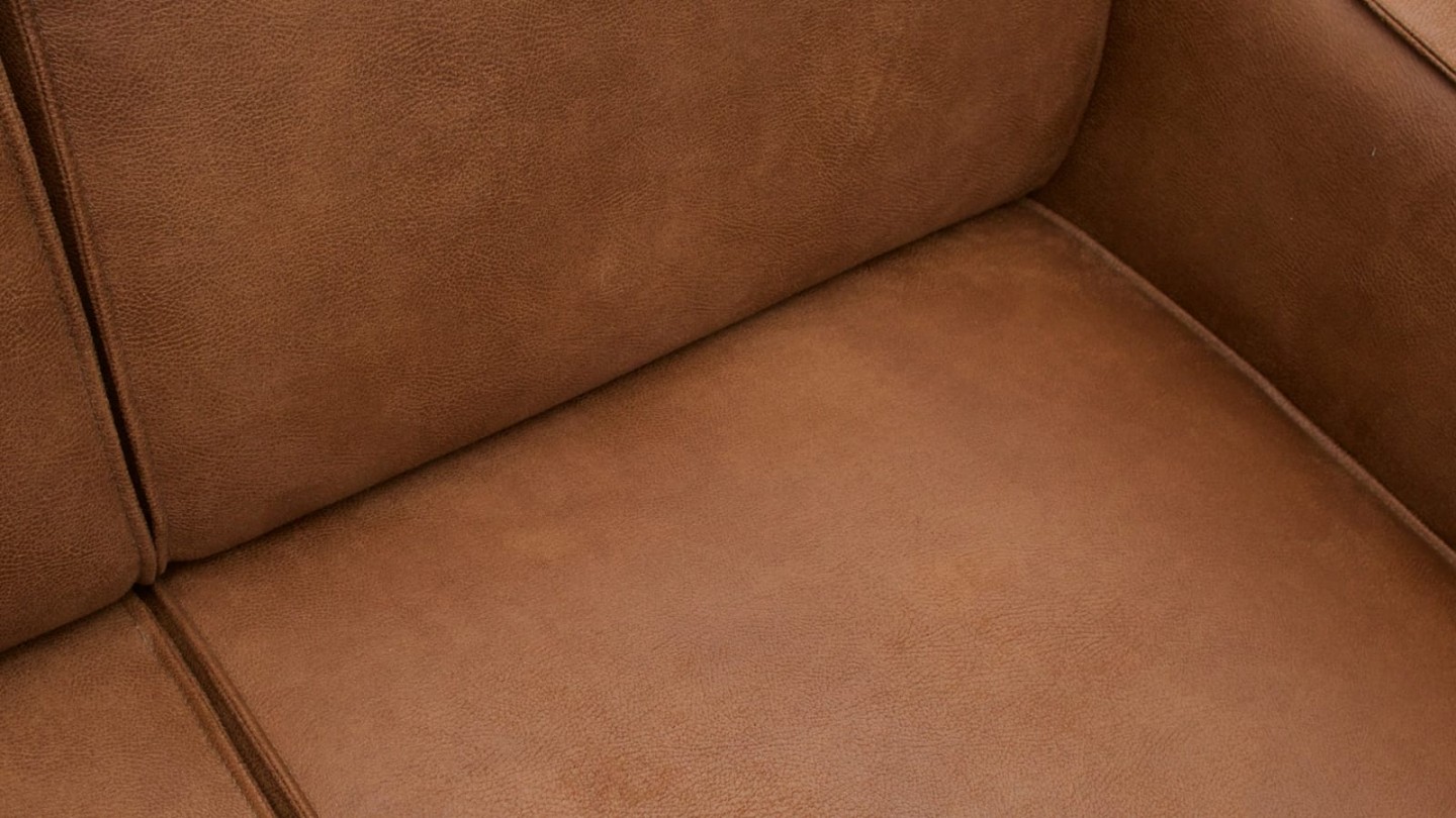 Canapé d'angle gauche en eco cuir cognac - Collection Statement - BePureHome