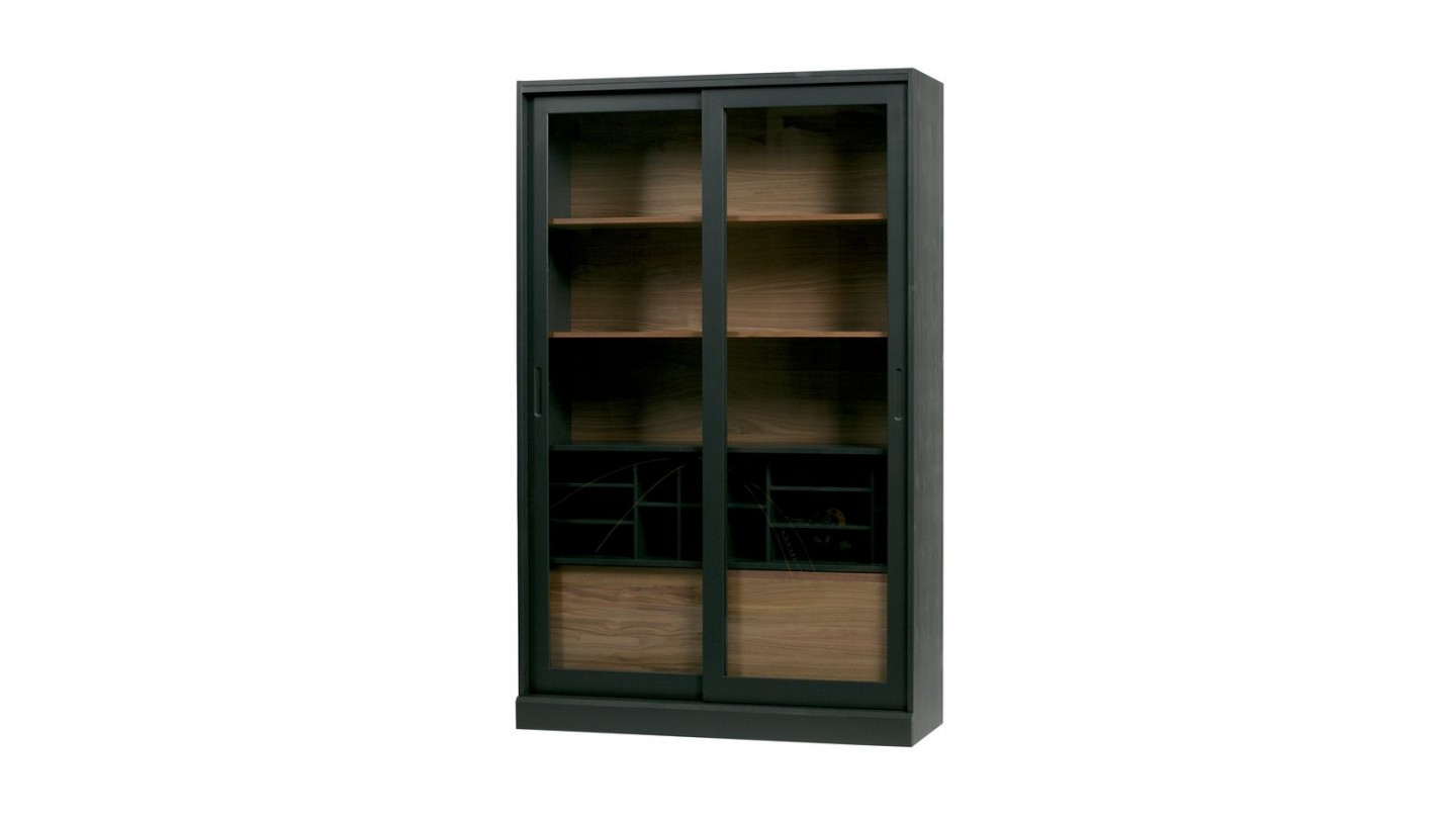 Vitrine 2 portes en bois noir - Collection James - Woood