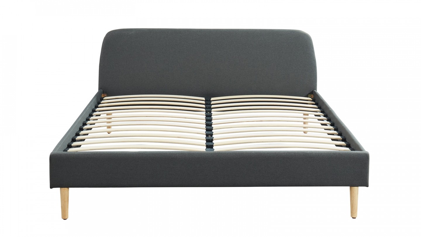 Ensemble matelas mémoire 180x200 Memo Luxe + Lit gris foncé avec sommier Gaby - Mousse HD + Mémoire de forme - Hbedding