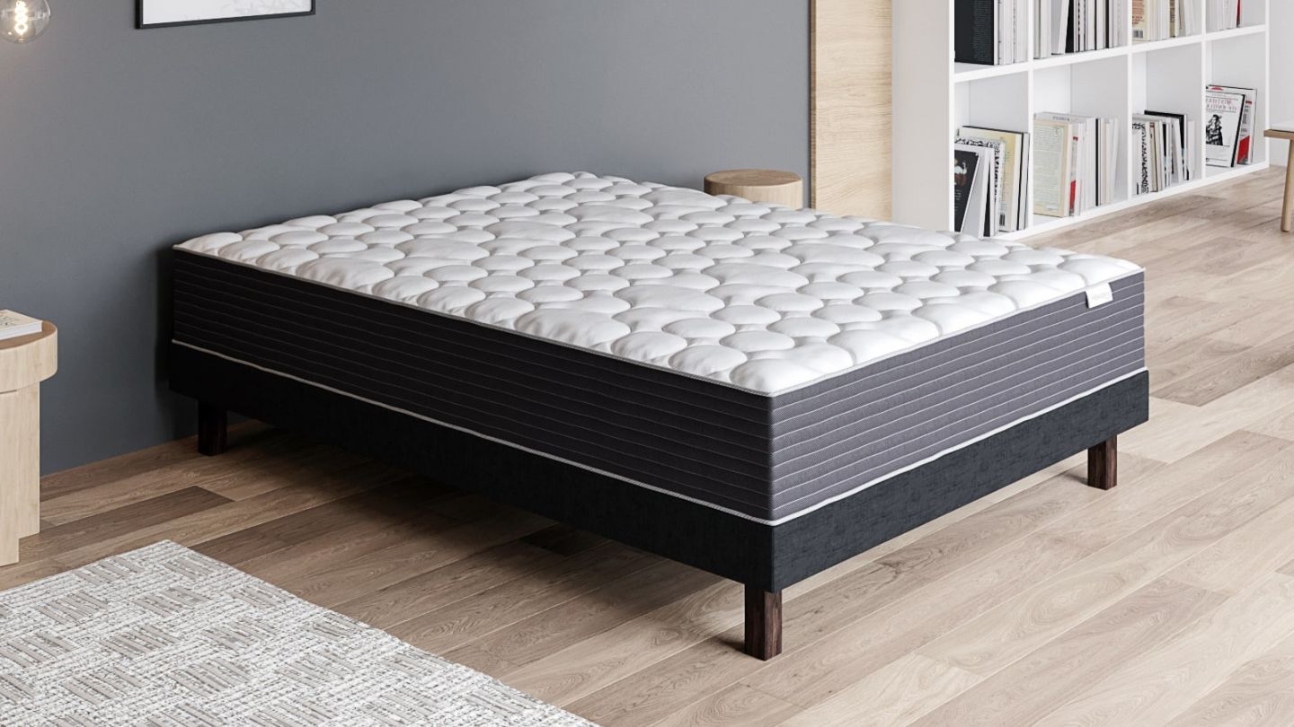 Ensemble matelas mémoire + sommier 140x190 Memo HR Hbedding - Mousse ergo, mousse HR 35kg et mousse effet mémoire de forme