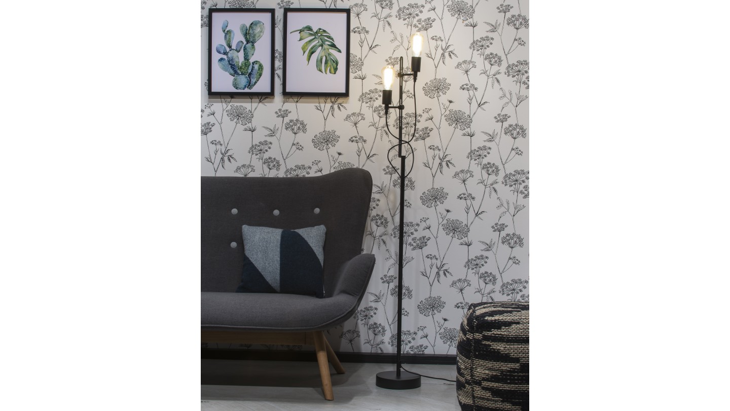 Lampadaire double ampoule en métal noir - Collection Seattle - It's About Romi