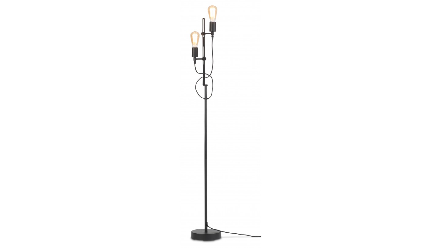 Lampadaire double ampoule en métal noir - Collection Seattle - It's About Romi