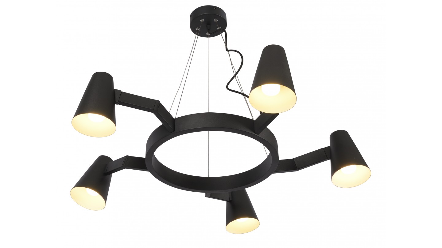 Suspension chandelier 5 branches en métal noir mat - Collection Chandelier - It's About Romi