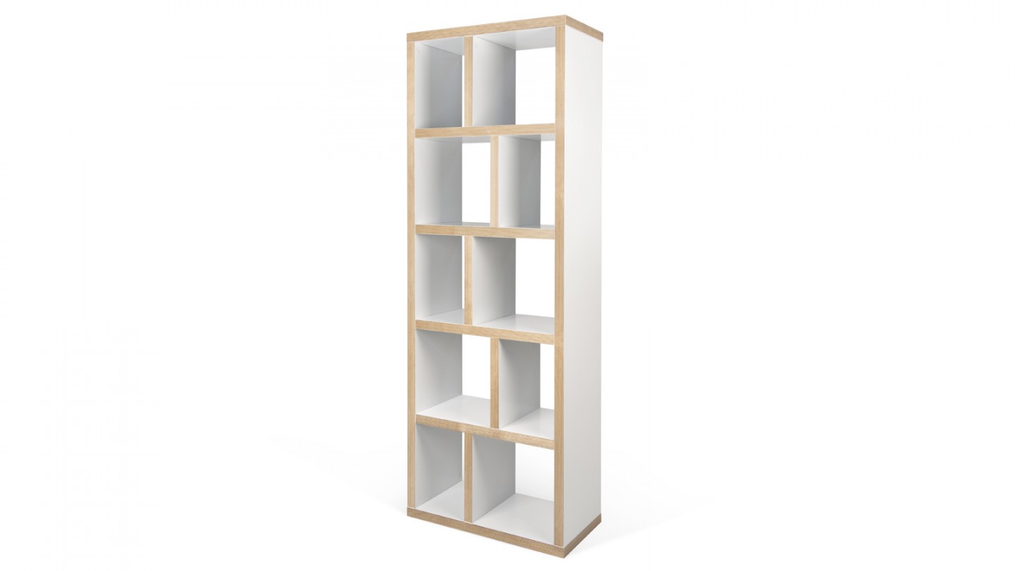 Etagère 5 niveaux 70cm en contreplaqué naturel et blanc - Collection Berlin - Temahome