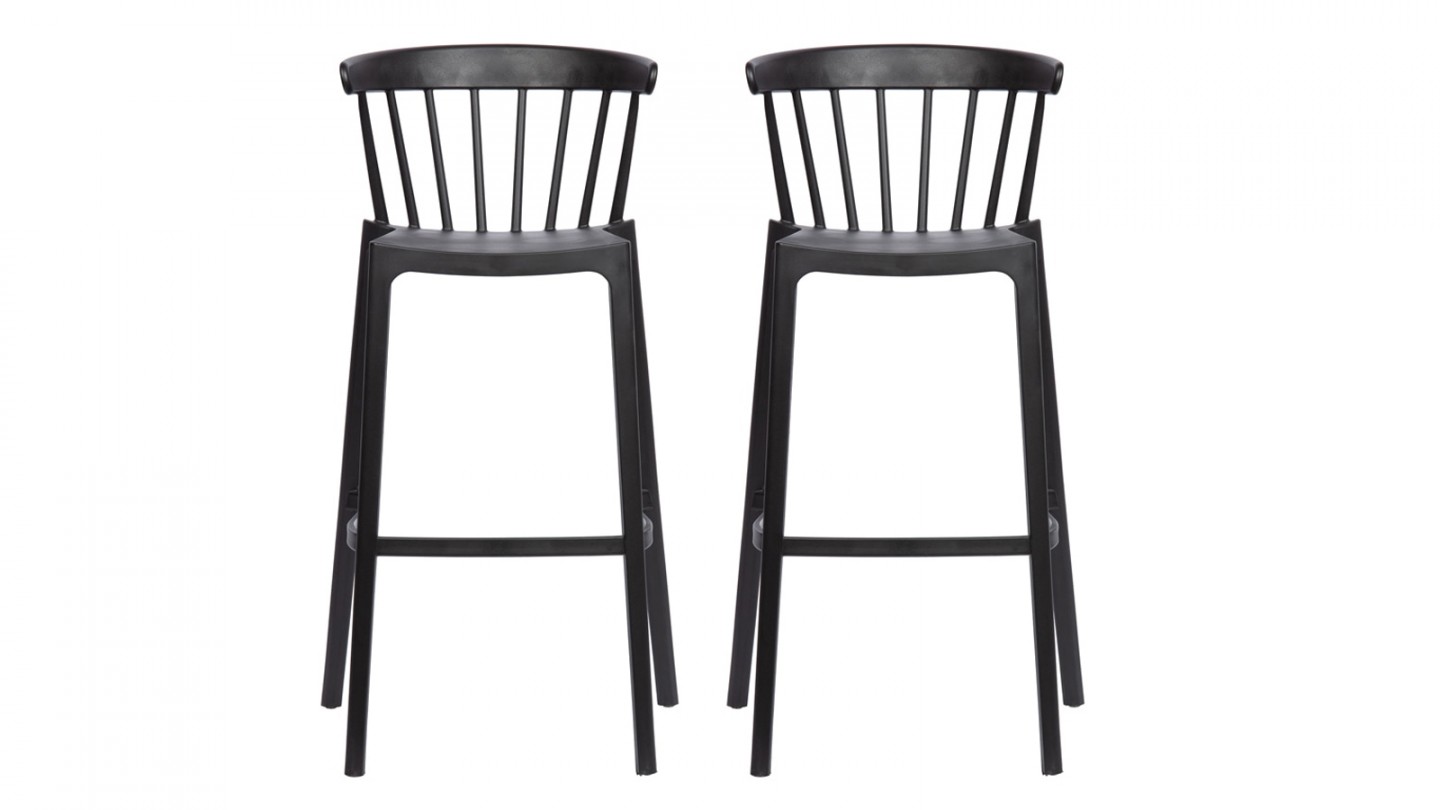 Lot de 2 tabourets de bar en plastique noir - Collection Bliss - Woood