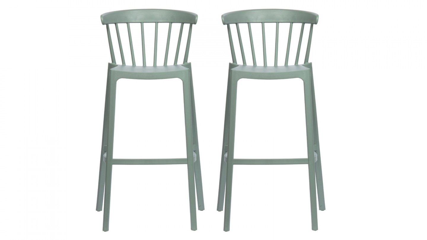 Lot de 2 tabourets de bar en plastique vert jade - Collection Bliss - Woood