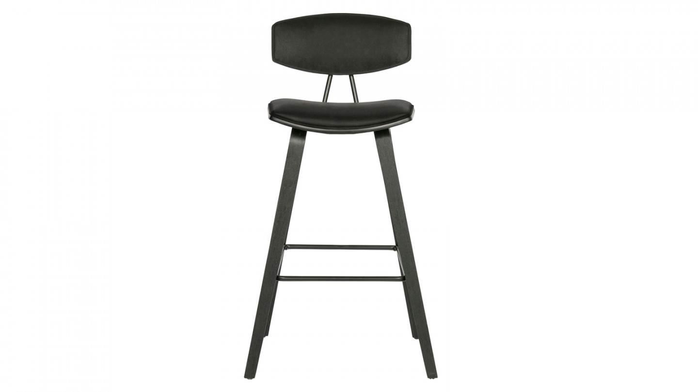 Lot de 2 tabourets de bar en velours noir - Collection Senn - Woood