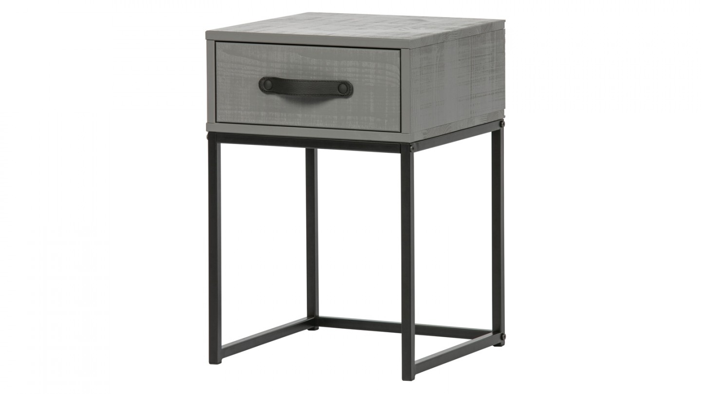 Table de chevet 1 tiroir en pin gris - Collection Morris - Woood