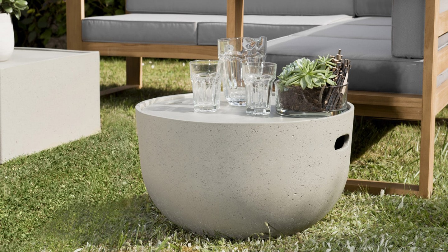 Table basse de jardin ronde 58cm en béton - Collection Victor