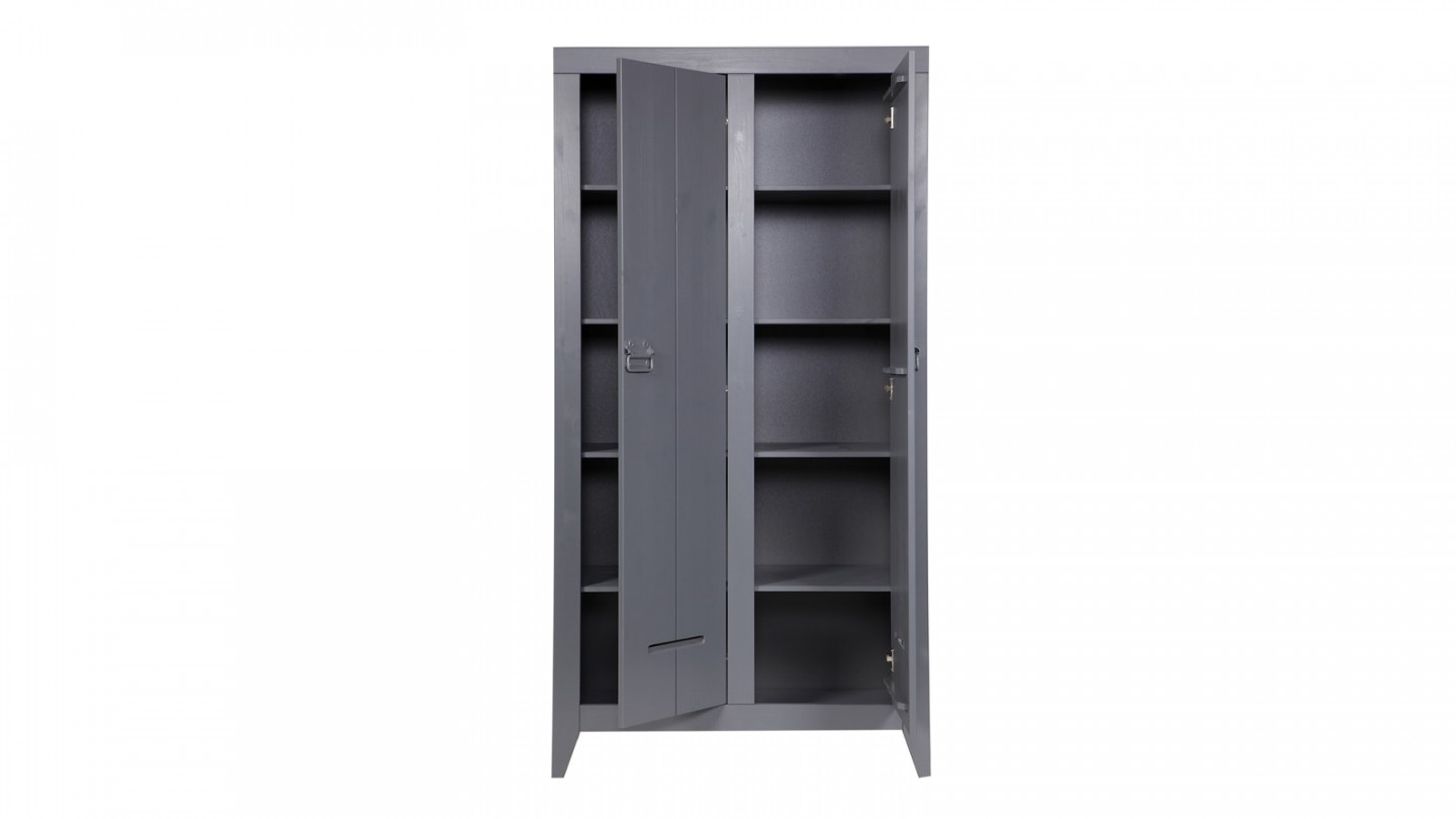 Kluis Armoire 2 Portes Pin Brosse Anthracite