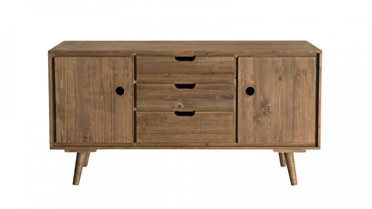 Buffet scandinave 2 portes 3 tiroirs en pin - Collection Andy