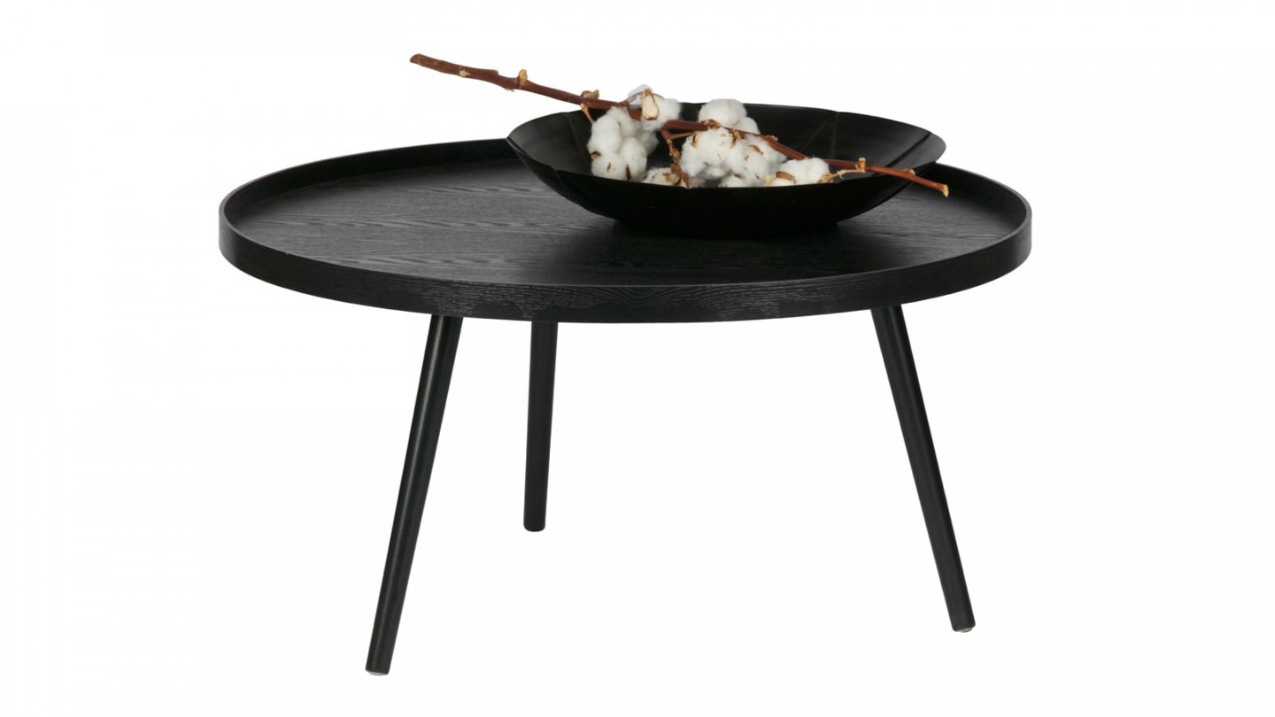 Table basse ronde en bois noir, 39x78x78cm - Collection Mesa