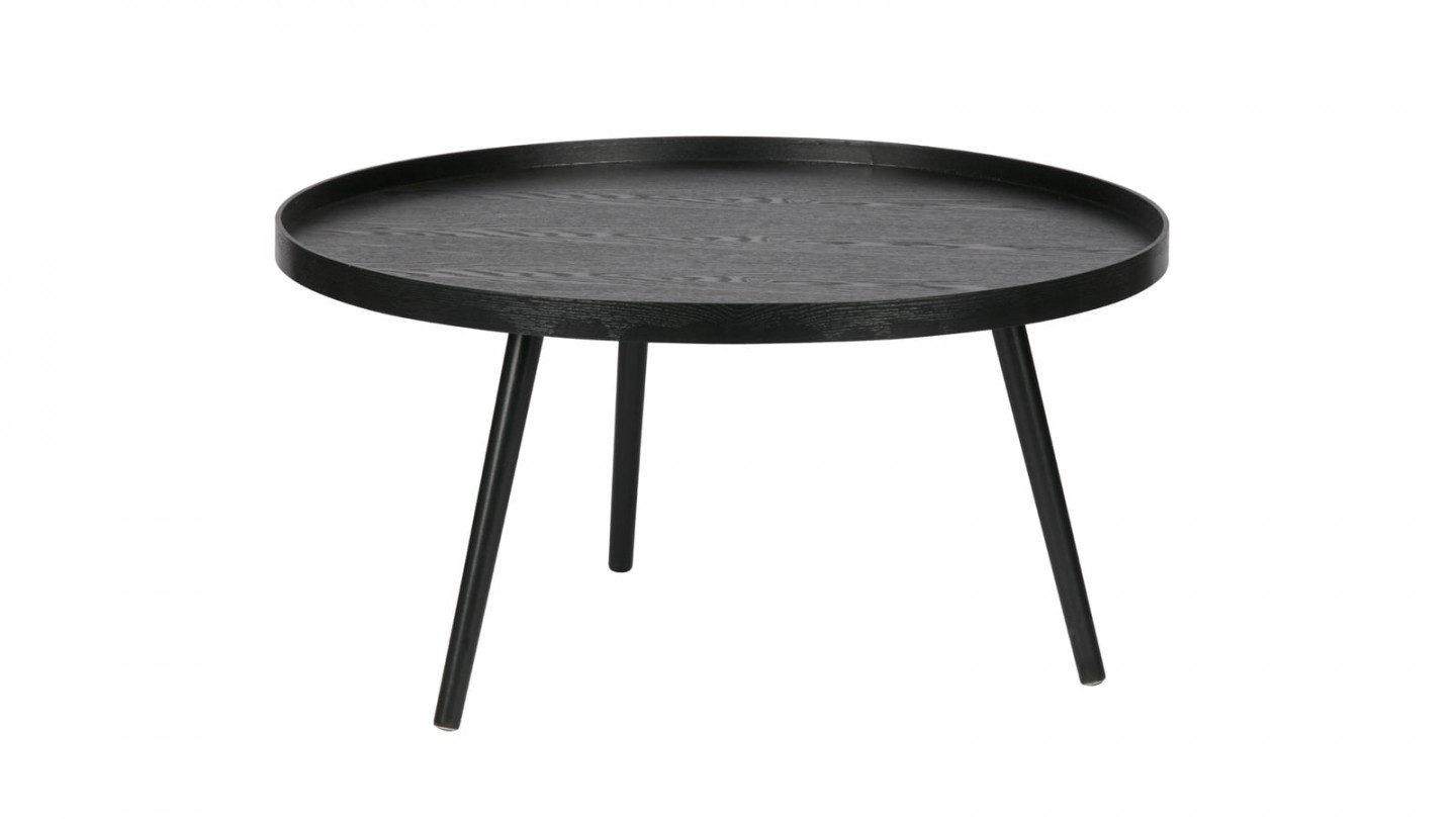 Table basse ronde en bois noir, 39x78x78cm - Collection Mesa