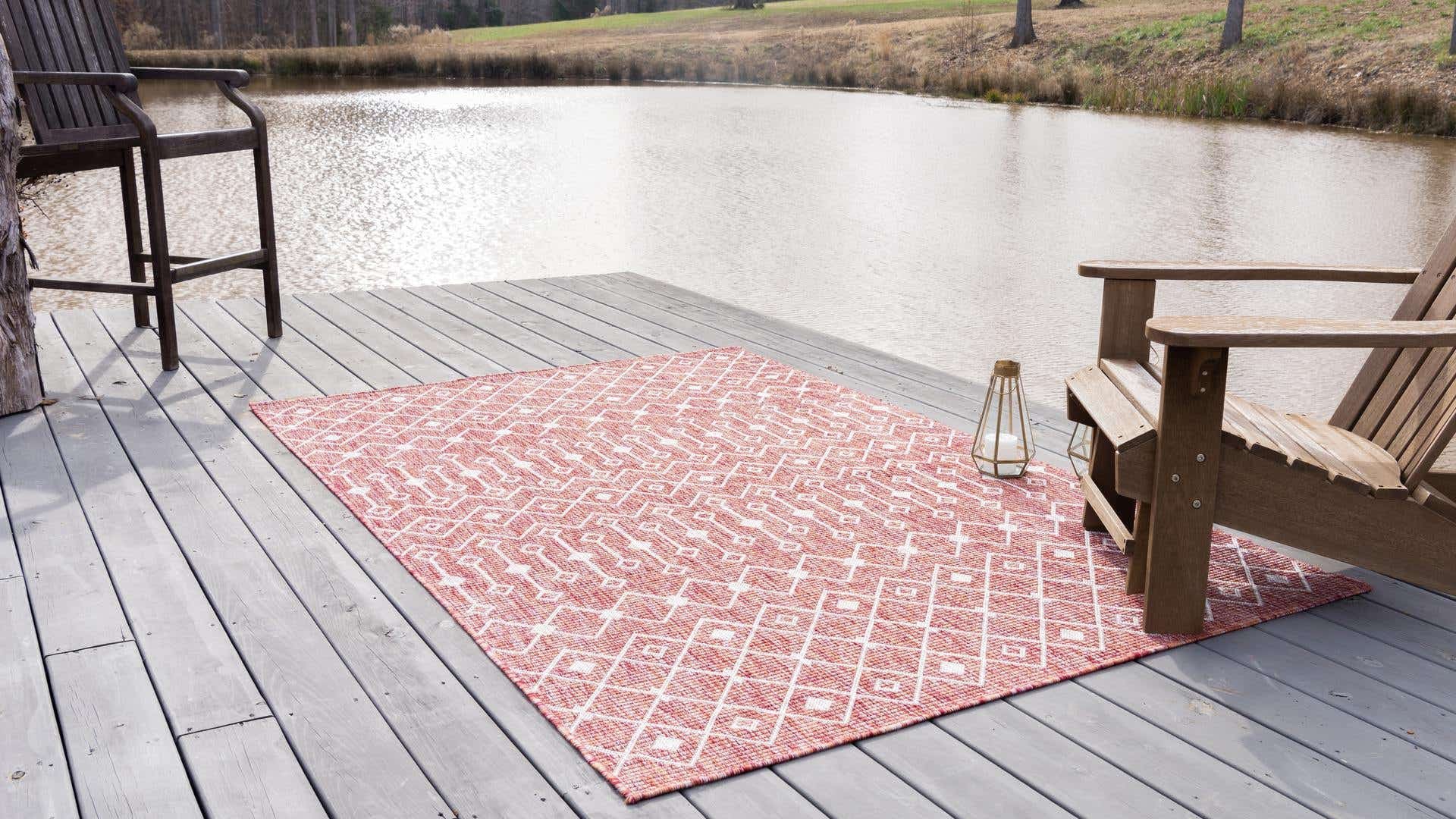 Tapis d'extérieur scandInave rouge 120x160cm - Ethan