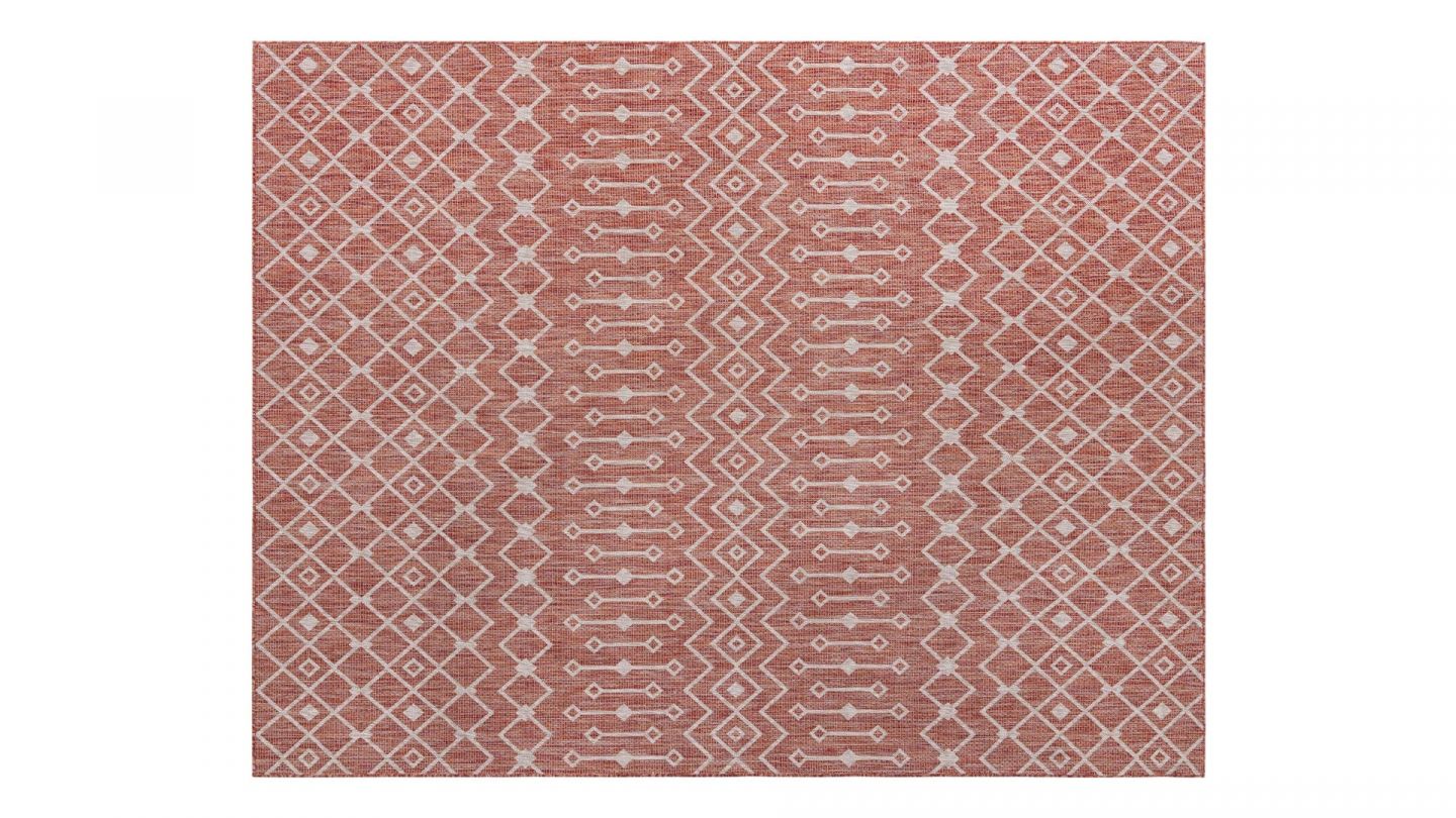 Tapis d'extérieur scandinave rouge 200x200cm carré - Collection Ethan