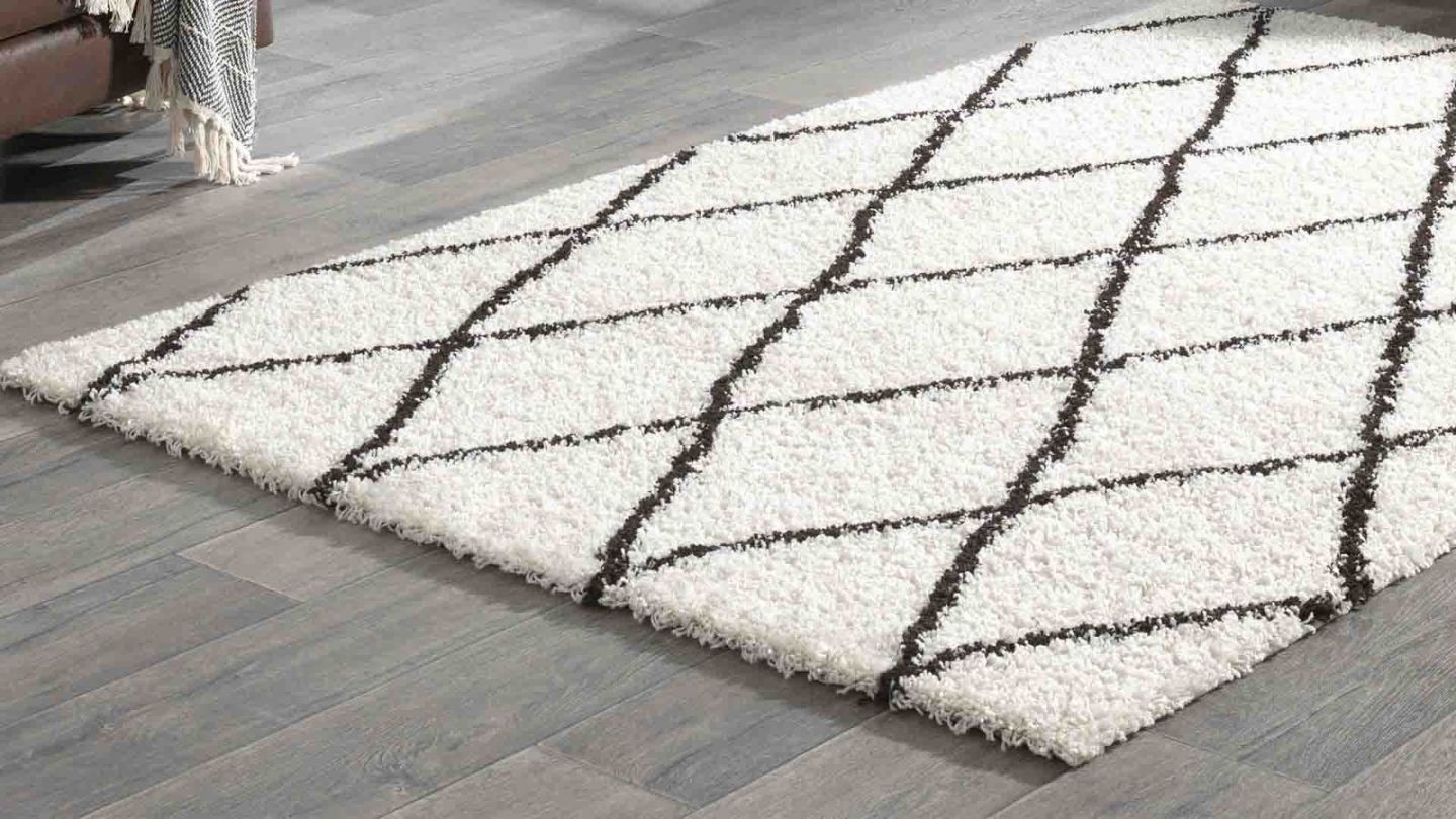 Tapis de couloir Moderne shaggy crème 80x140cm - Collection Oliver