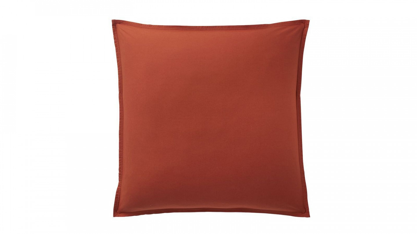 Taie d'oreiller en percale de coton lavé - 80 fils/cm² - 65x65cm - Paprika