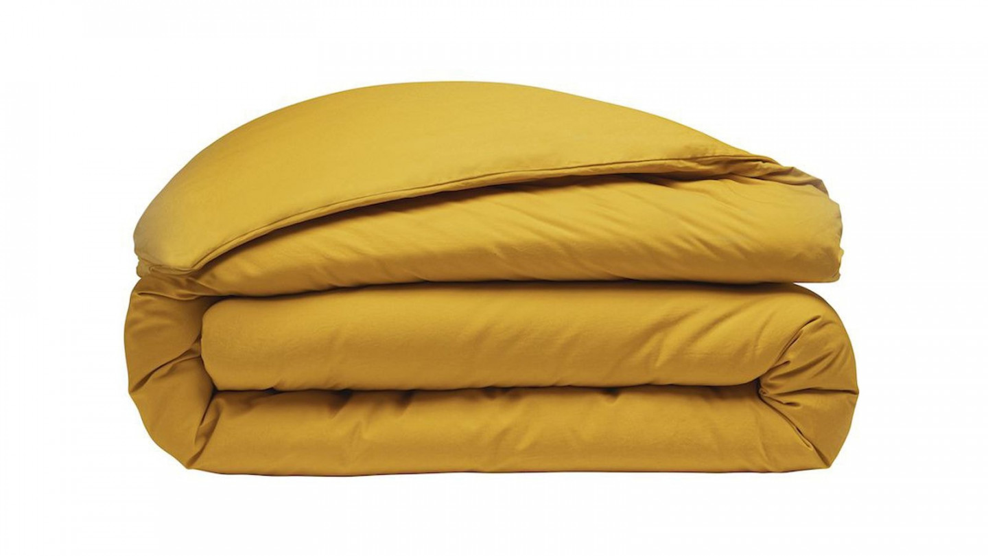 Housse de couette en percale de coton lavé - 80 fils/cm² - 260x240cm - Jaune