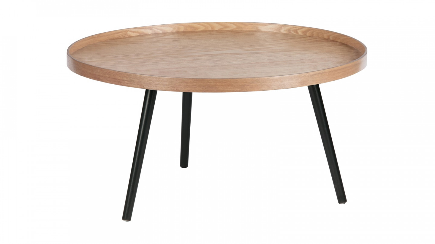 Table basse ronde en bois et piètement noir - Mesa - Woood