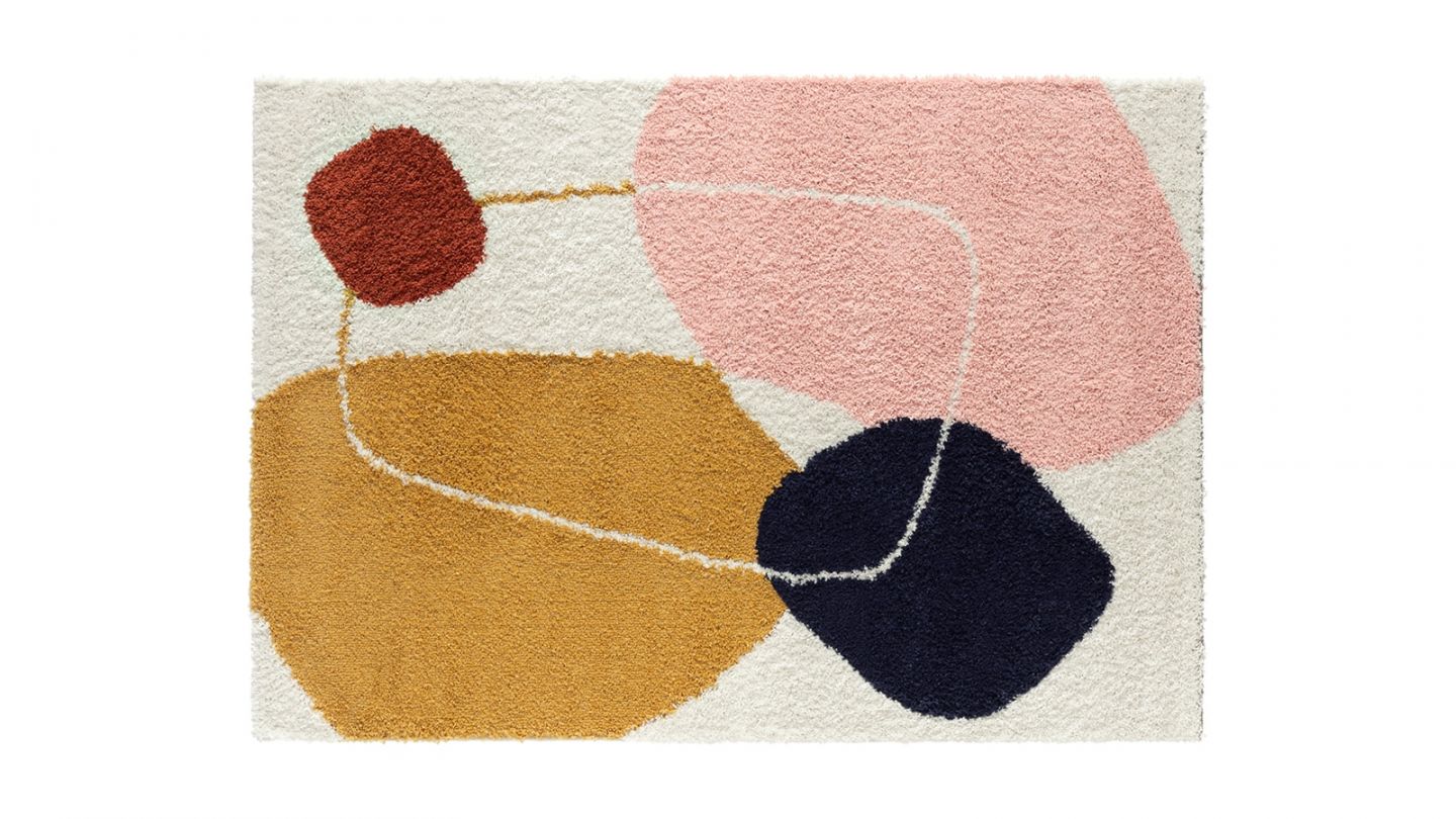 Tapis shaggy AQUARELLE 128 multi 160x230cm - Hauteur fil 30 mm - Denstité 1800 gr/m2 - 100% polypropylène