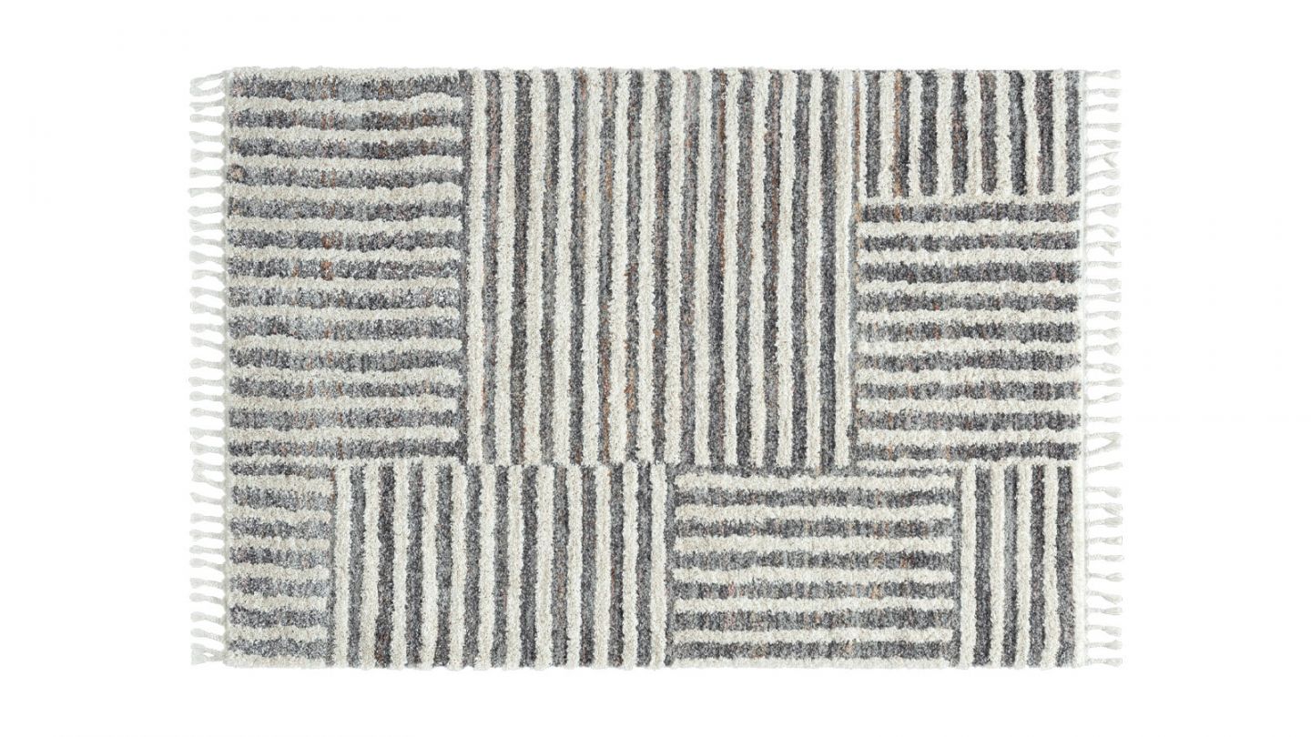 Tapis HONORE 412 gris - 80x150cm - 100% polyester - hauteur fil 20mm - 2500gr/m2 - tissé à la machine