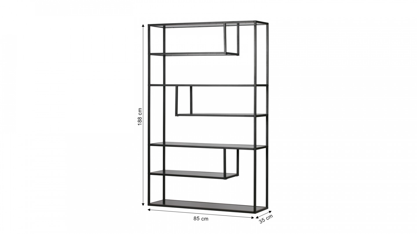 Bibliothèque à cases en métal noir - Collection Teun