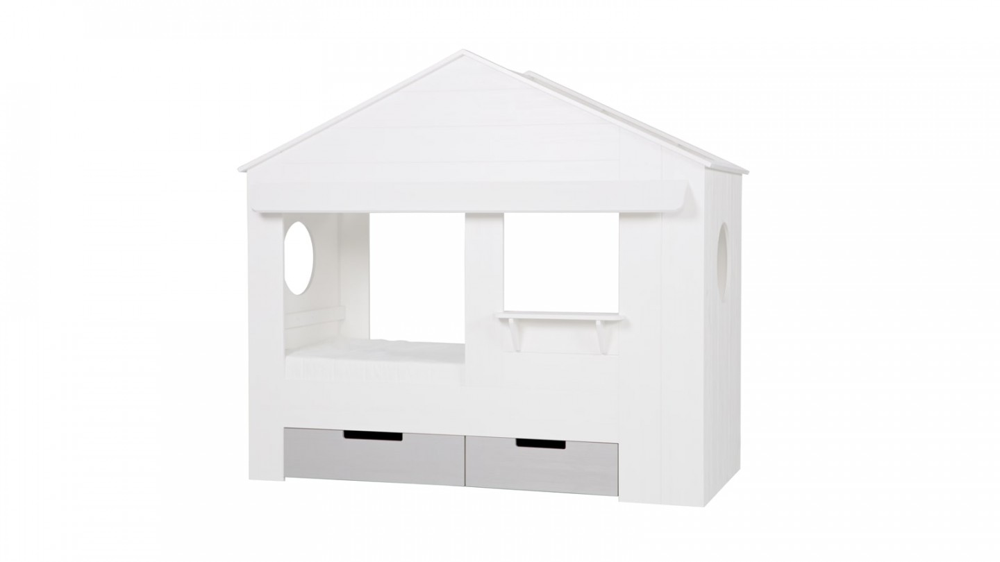 Lot de 2 tiroirs pour lit cabane en pin blanc – Collection Huisie – Woood