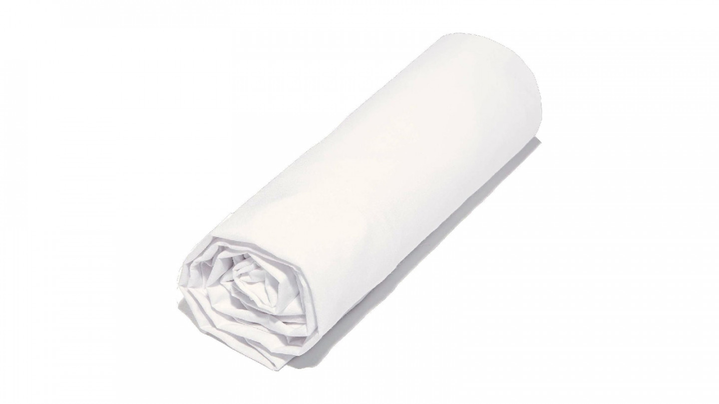 DRAP HOUSSE140X200CM 100% COTON BIO 57FILS/CM2- BLANC