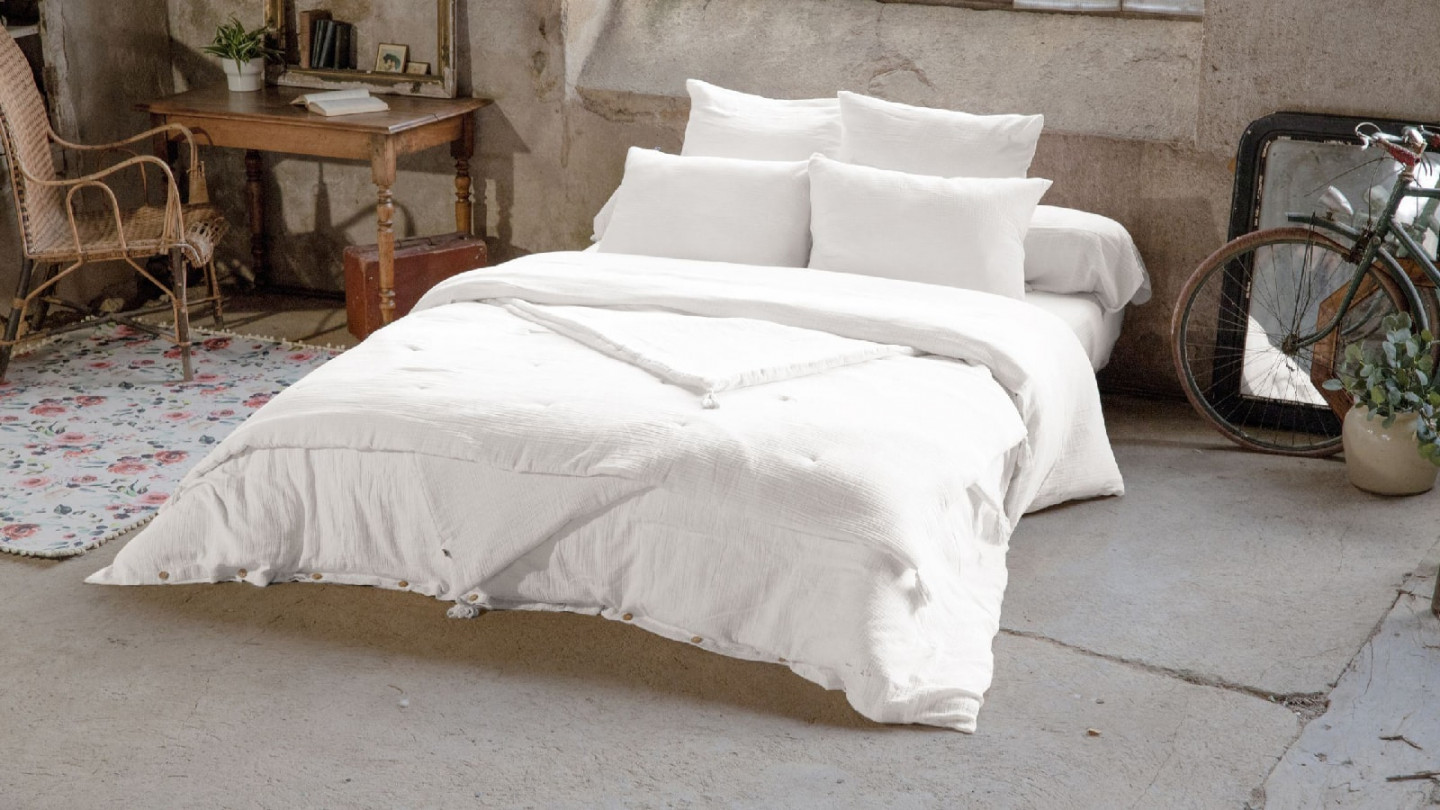 Housse de couette 100% gaze de coton - 260x240cm - Chantilly - Homifab