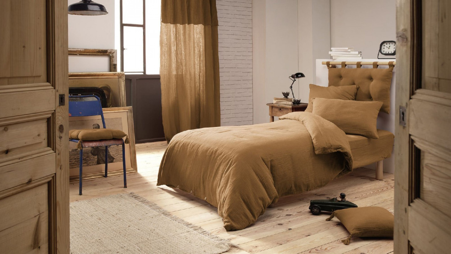 HOUSSE DE COUETTE 140x200CM 100% GAZE DE COTON CAMEL