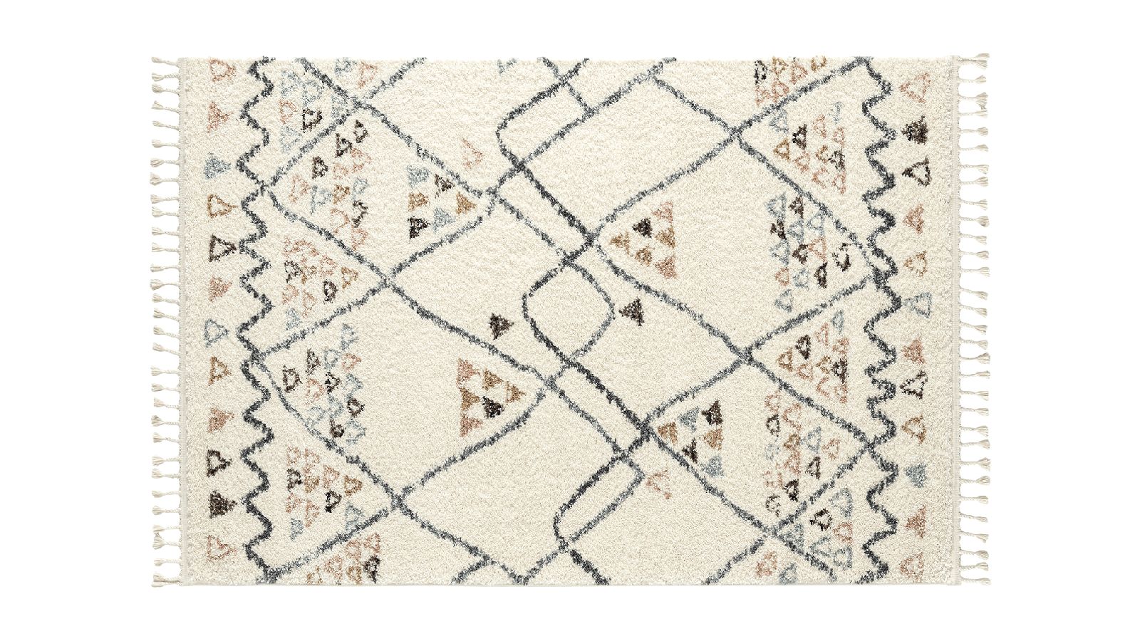 Tapis berbère crème motif géométrique 120 x 170 cm - Fluffy