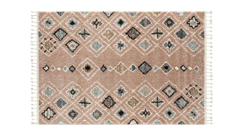 Tapis berbère rose motifs losange 160 x 230 cm - Stella