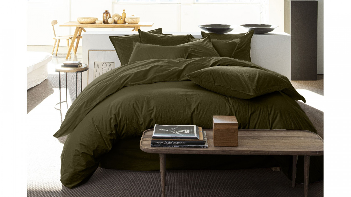 Housse de couette 100% lin - 260x240cm - Olive