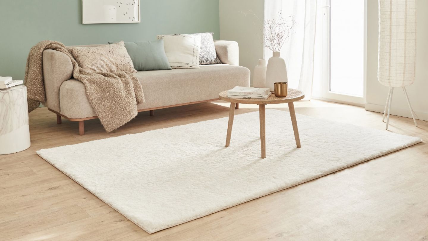 Tapis à poils longs uni blanc 80x150 cm - Oslo