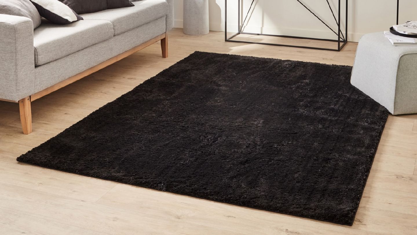 Tapis à poils longs uni noir 120x160 cm - Oslo