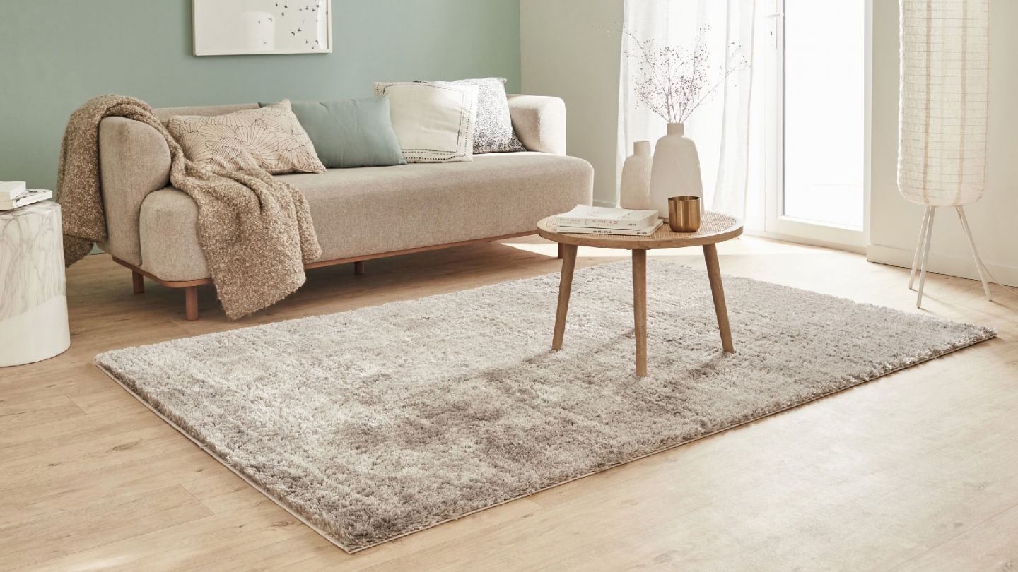 Tapis à poils longs uni taupe 80x150 cm - Oslo