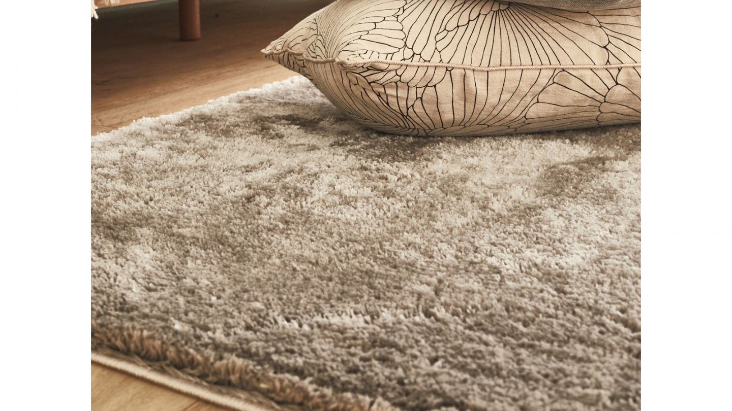 Tapis à poils longs uni taupe 67x180 cm - Oslo