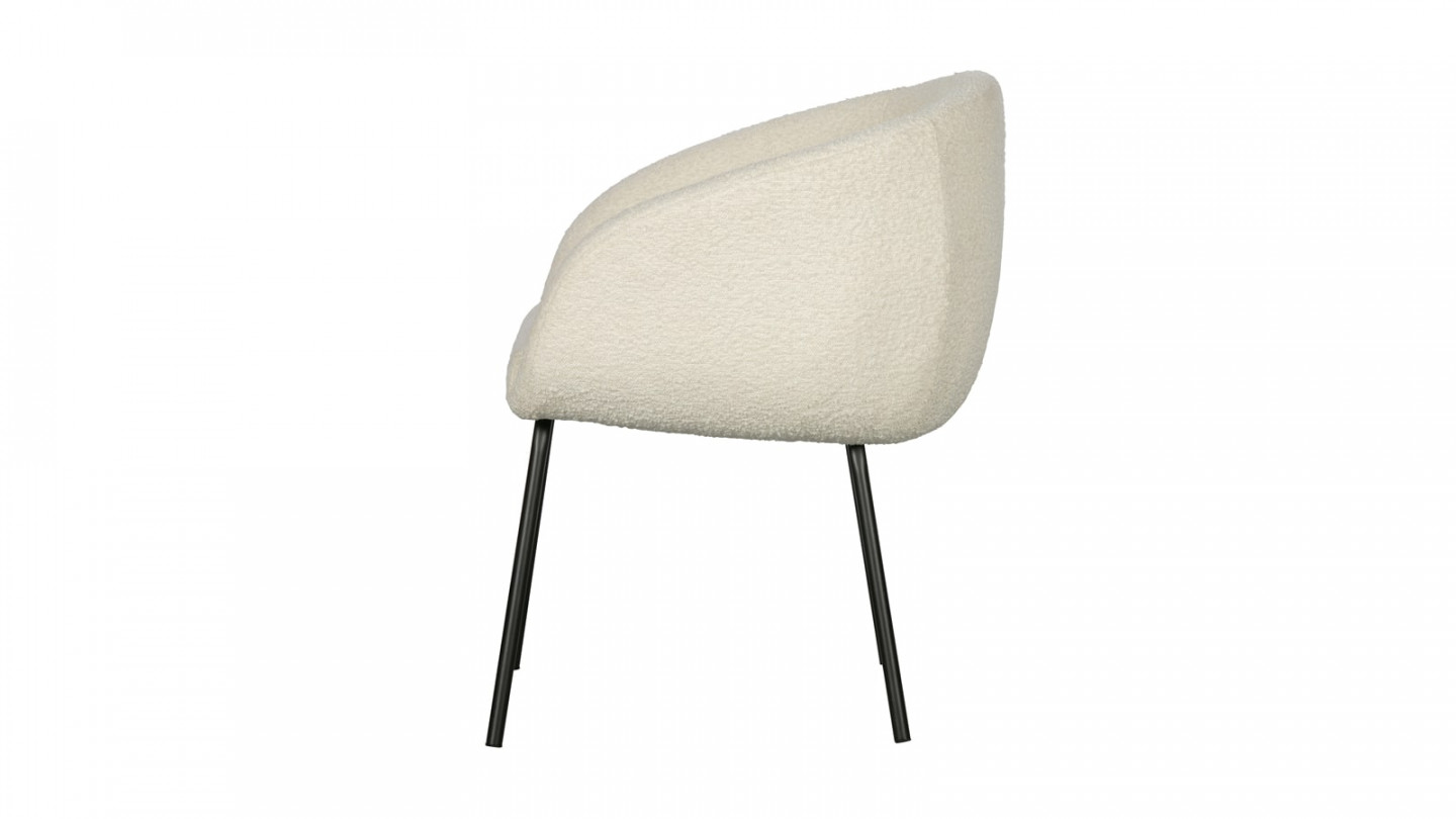 Chaise en tissu bouclé blanc cassé - Noelle - Woood