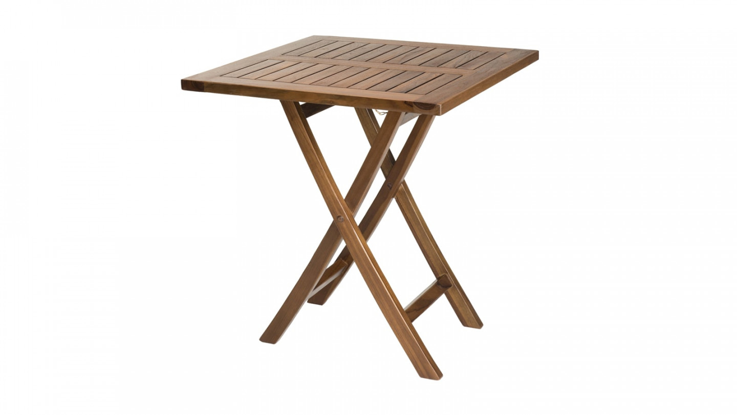 Ensemble table de jardin pliante 70x70 cm en teck huilé + 2 chaises Java en teck huilé - Maeva