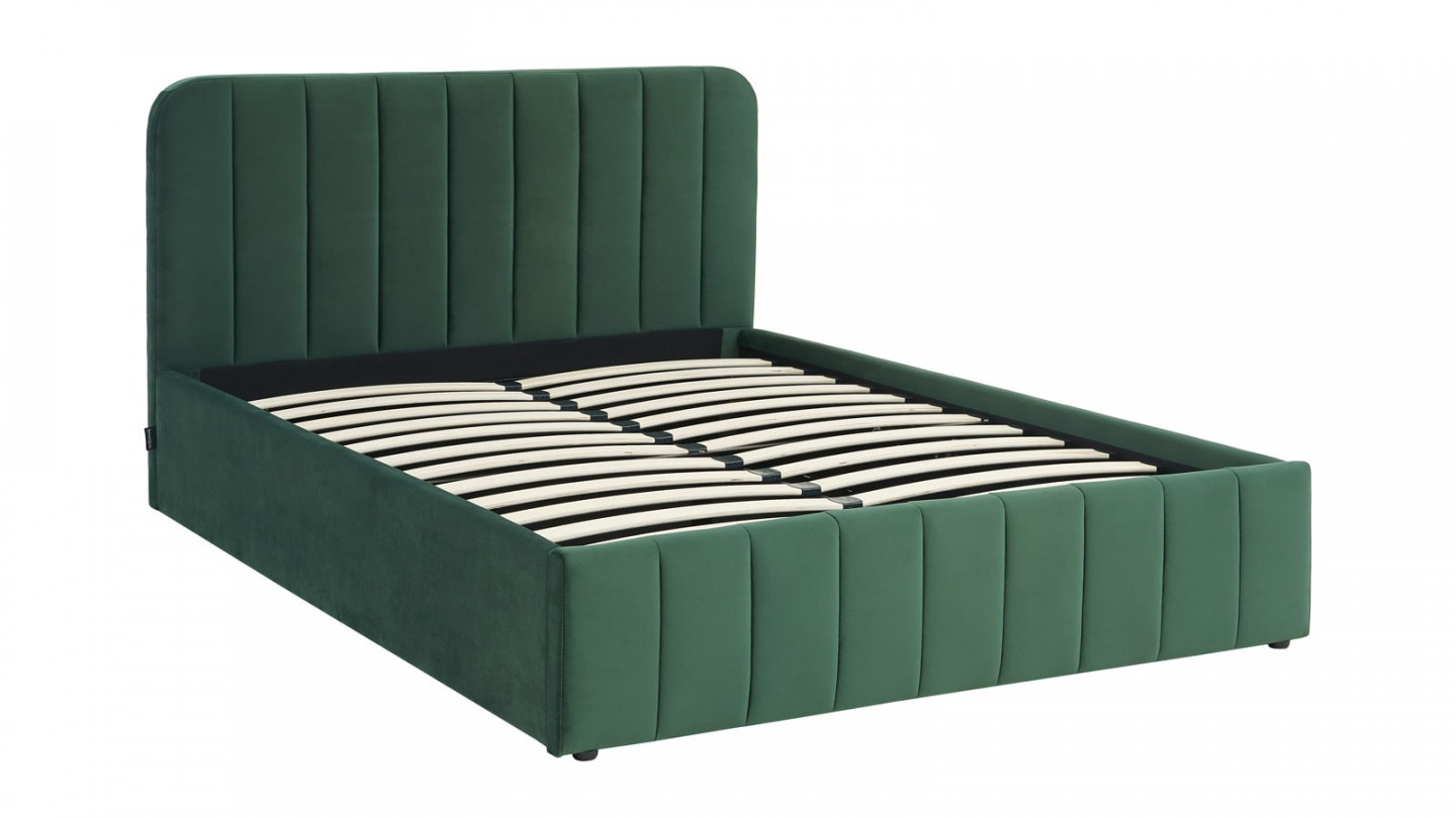 Lit coffre adulte AVA 140x190 - Velours vert